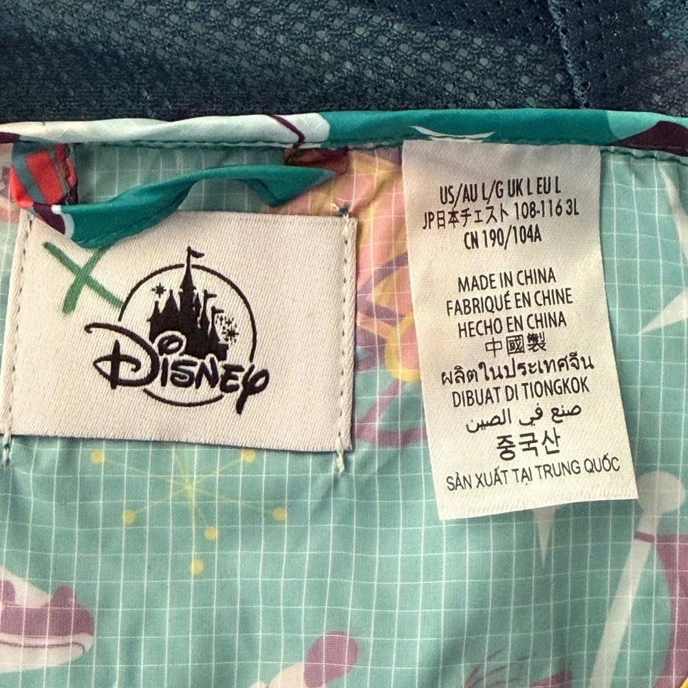 Disney Parks Anorak Windbreaker Jacket Mens Large Green Character Print Retro